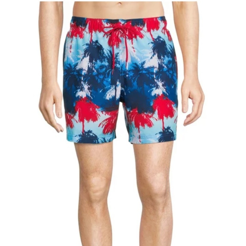 George Men's and Big Men's 6" Palm Tree Swim Trunks, Size 3XL (48-50)